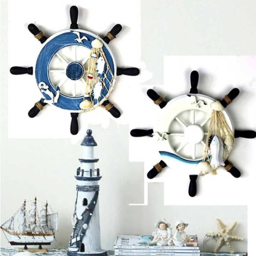 지중해 스타일 장식 공예품, 낚싯망, 해변 벽 장식,  - Fishing Boat Steering Wheel 리뷰 및 가격